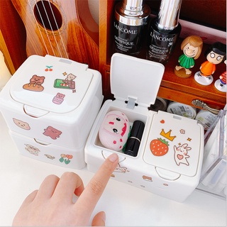HỘP MINI LƯU TRỮ, CÓ NÚT BẤM, hộp nhựa đựng đồ để bàn kèm miếng dán kẹp đệm cotton dùng phân loại đồ