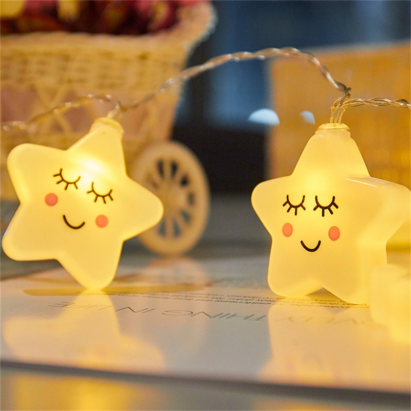 Dây Đèn LED Hình Ngôi Sao / Mặt Cười / Mặt Cười Độc Đáo Trang Trí Phòng Ngủ Cho Bé Gái