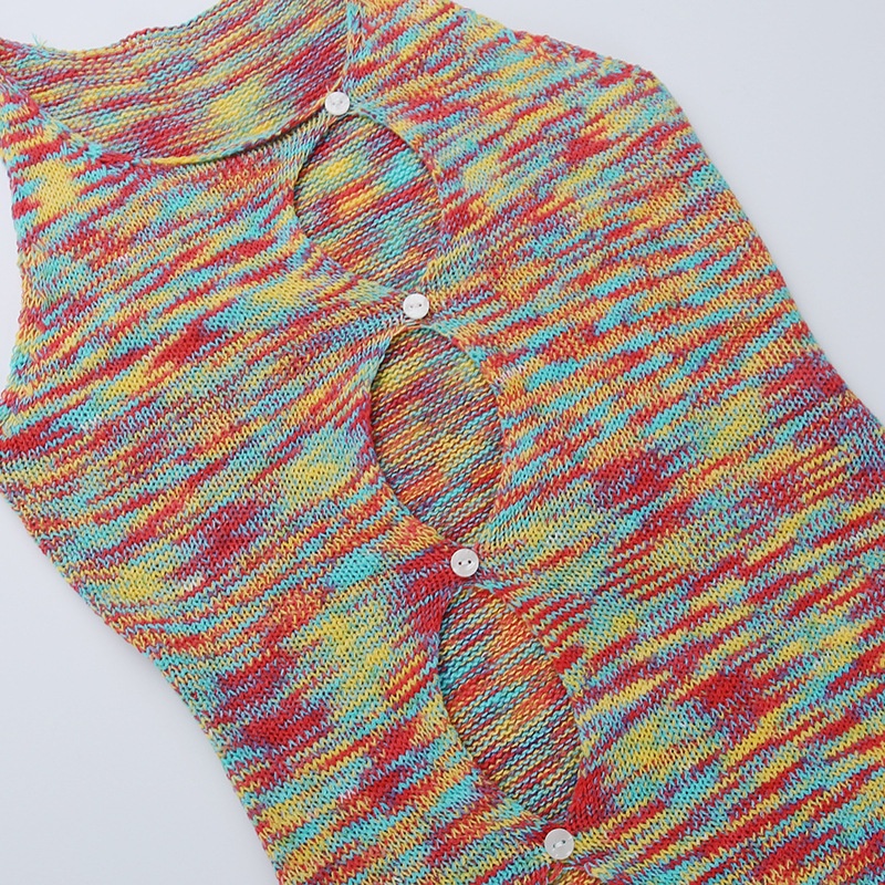 Đầm Không Tay Thiết Kế Khoét Lỗ Nhiều Màu Sắc Thời Trang Đường Phố Cho Nữ