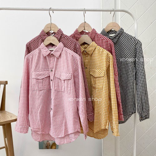 Áo sơ mi nữ caro Xonxen shop chất vải thoáng mát free size, mã 25