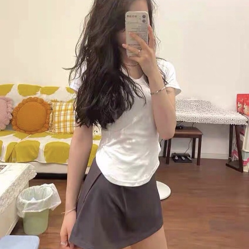 Chân Váy Thun Siêu Ngắn Cắt Xẻ Có Lót Quần Bên Trong Sexy, Dễ Phối Đồ