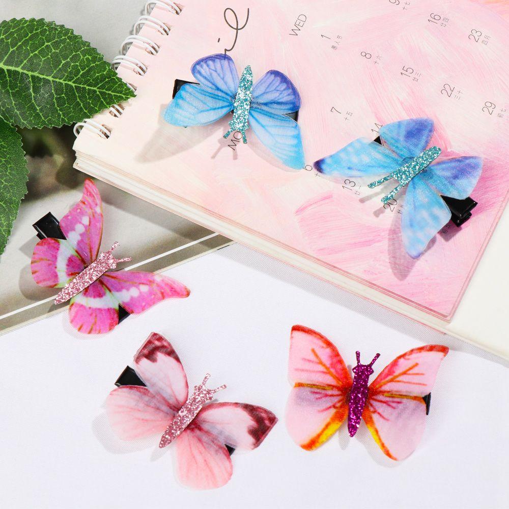 NIUYOU Set 2 Kẹp Tóc Vải Tuyn Hai Lớp Hình Bướm Thời Trang
