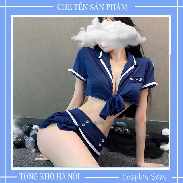 Cosplay Sexy Police Cảnh Sát - Bộ Đồ Ngủ Cosplay Sexy Tiếp Viên Hàng Không Gợi Cảm - P0lice Xanh Trắng | BigBuy360 - bigbuy360.vn