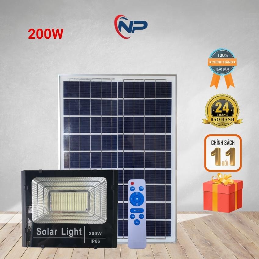 Đèn Năng Lượng Mặt Trời, Đèn Pha 1 khoang 200W dây tấm pin dài 5M,cảm biến ánh sáng,điều khiển,Chống Nước IP67