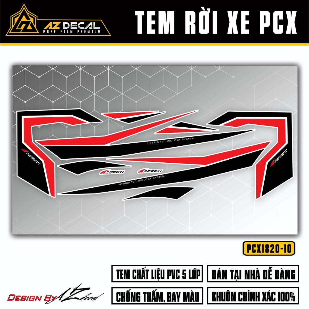Tem Rời Dán Xe PCX Thiết Kế Infinity | PCX-10 | Decal Chế Dán Xe PCX 125 150 160 Chống Nước, Bền Màu