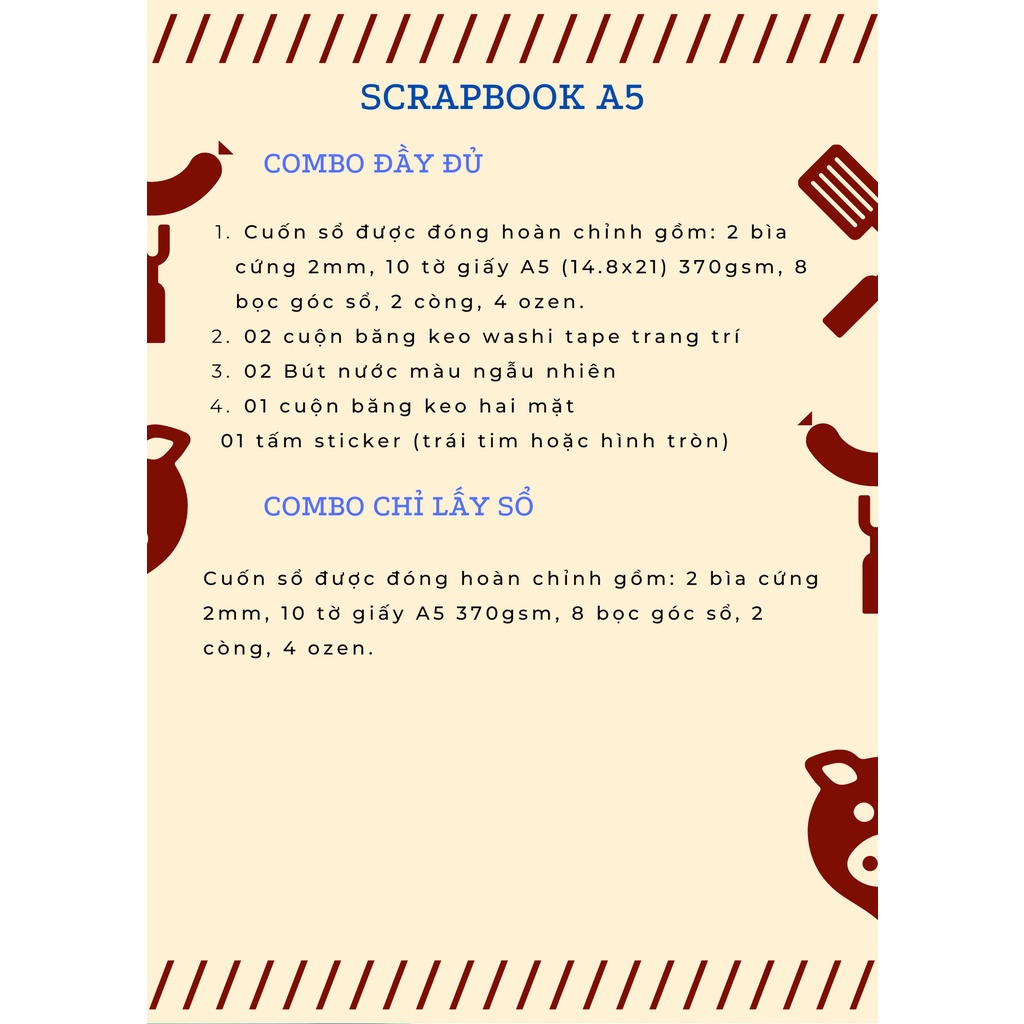 Combo sổ dán ảnh scrapbook A5. album ảnh tự trang trí