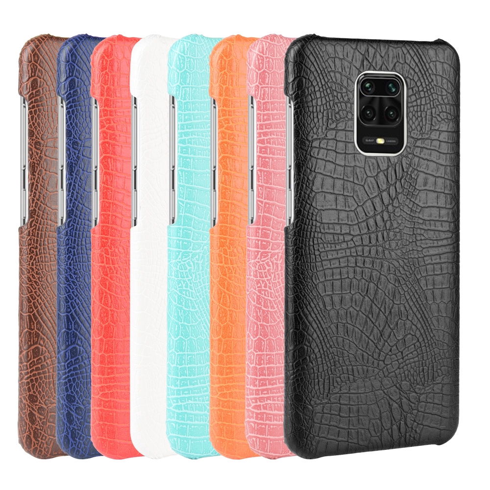 Xiaomi Poco M2 Pro Casing Fashion Crocodile Pattern Hard PC PU Leather Back Cover Hard Plastic Case Phone Cover