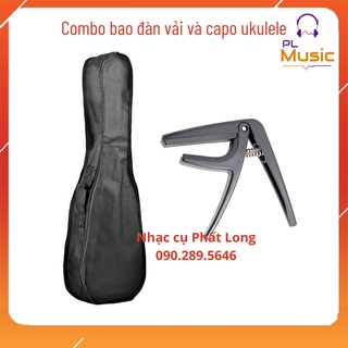 Combo phụ kiện bao đàn ukulele soprano concert + capo ukulele Soprano