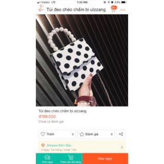 Túi xách chấm bi đen trắng