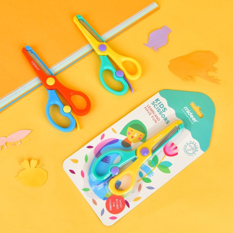 Mideer Kéo Cắt SCISSORS Dành Cho Trẻ Em ( 2 màu:Xanh Lá - Vàng ; Xanh Dương - Đỏ)