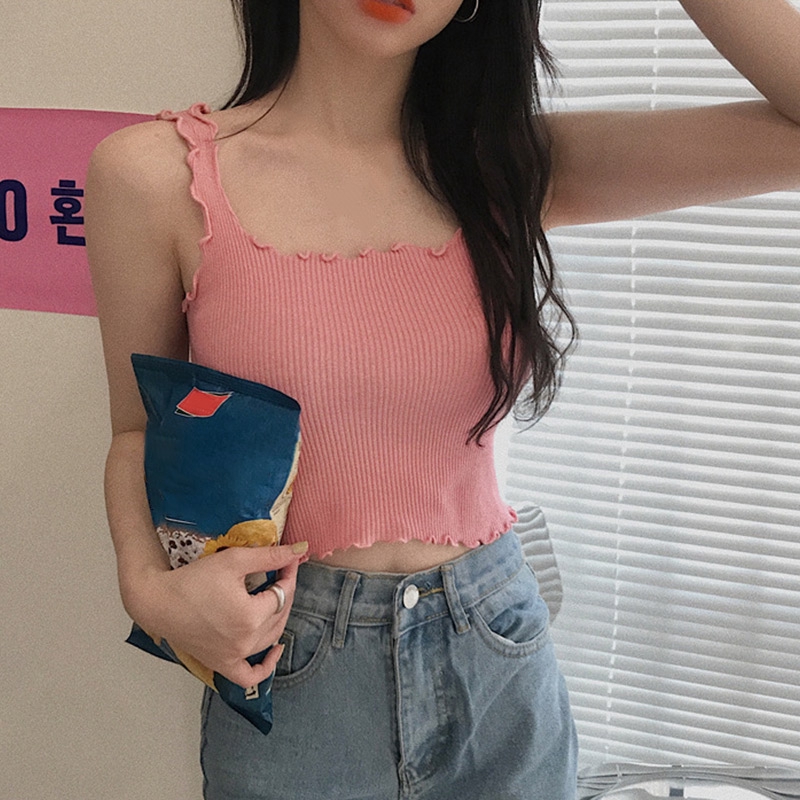 Áo Hai Dây Màu Đơn Sắc Phong Cách Hàn Quốc Gợi Cảm Cho Nữ