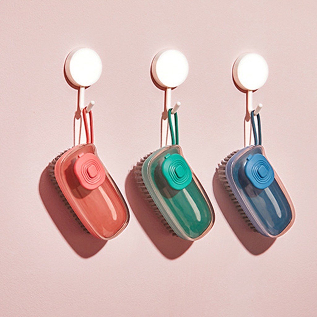 Bàn chải giặt đồ đa năng có bình chứa xà phòng và nút ấn tiện lợi