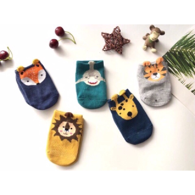 Tất Hàn cổ trung poly SBD Kids tai mèo có chống trượt cho bé Trai Gái