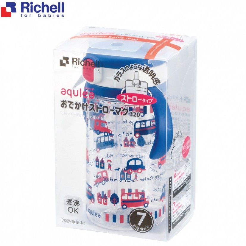 Cốc ống hút Richell Aqulea 320ml