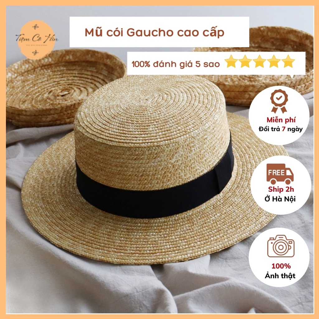 Mũ cói Gaucho cao cấp rộng vành đi biển Tiệm Cô Hìn được yêu thích nhất hè 2022 ship đóng thùng không hỏng lỗi 1 đổi 1