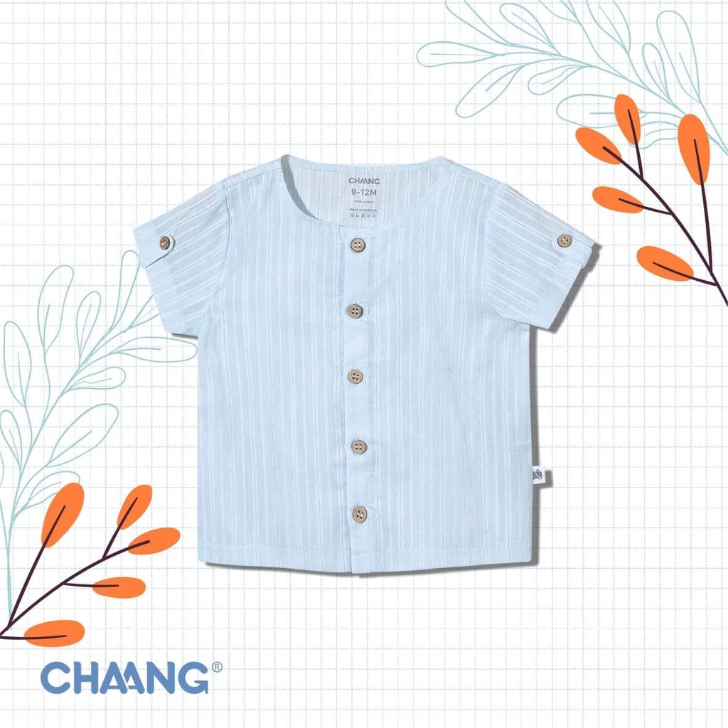 Chaang áo cộc cotton bổ trụ, cúc giữa cho bé trai