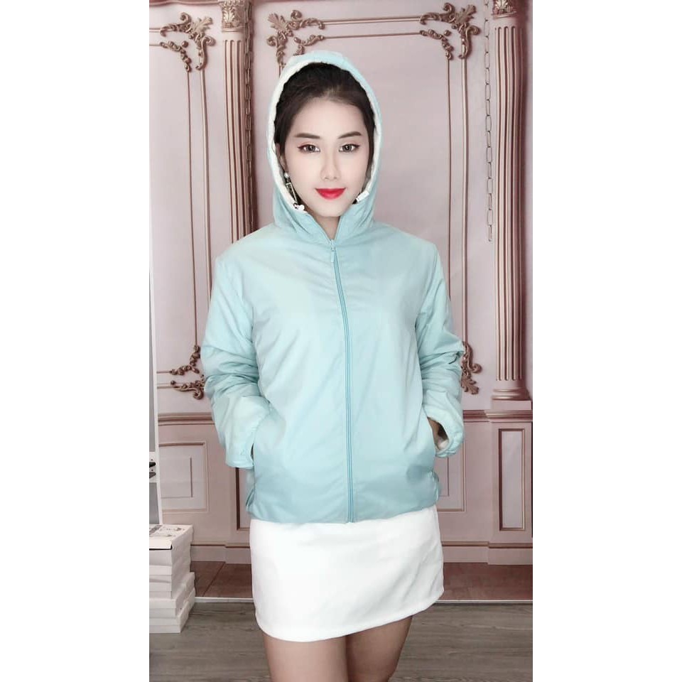 Áo gió nữ lót lông cừu ấm đẹp chống thấm nước