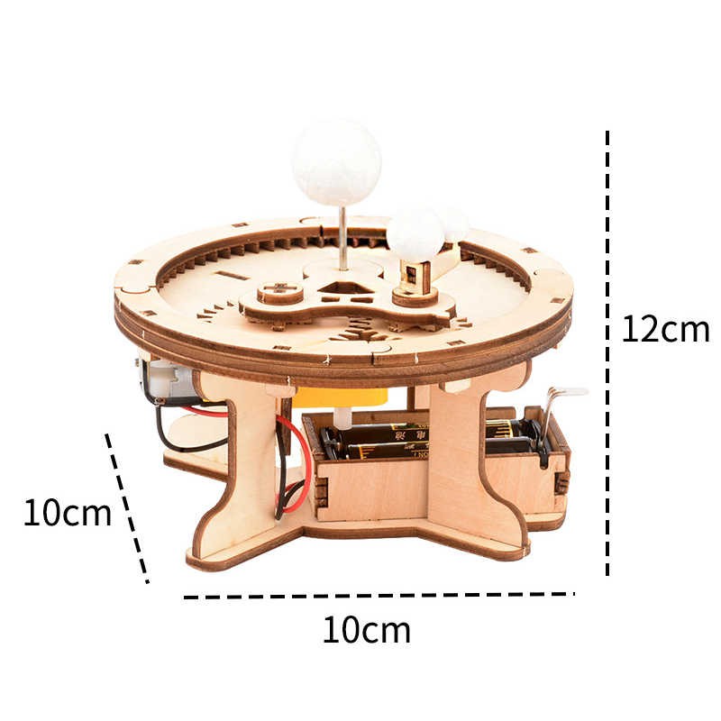 Mô Hình Mặt Trời 3D, Mặt Trăng Xoay Quanh Trái Đất Bằng Gỗ, Chạy Điện Cho Bé Tự Lắp