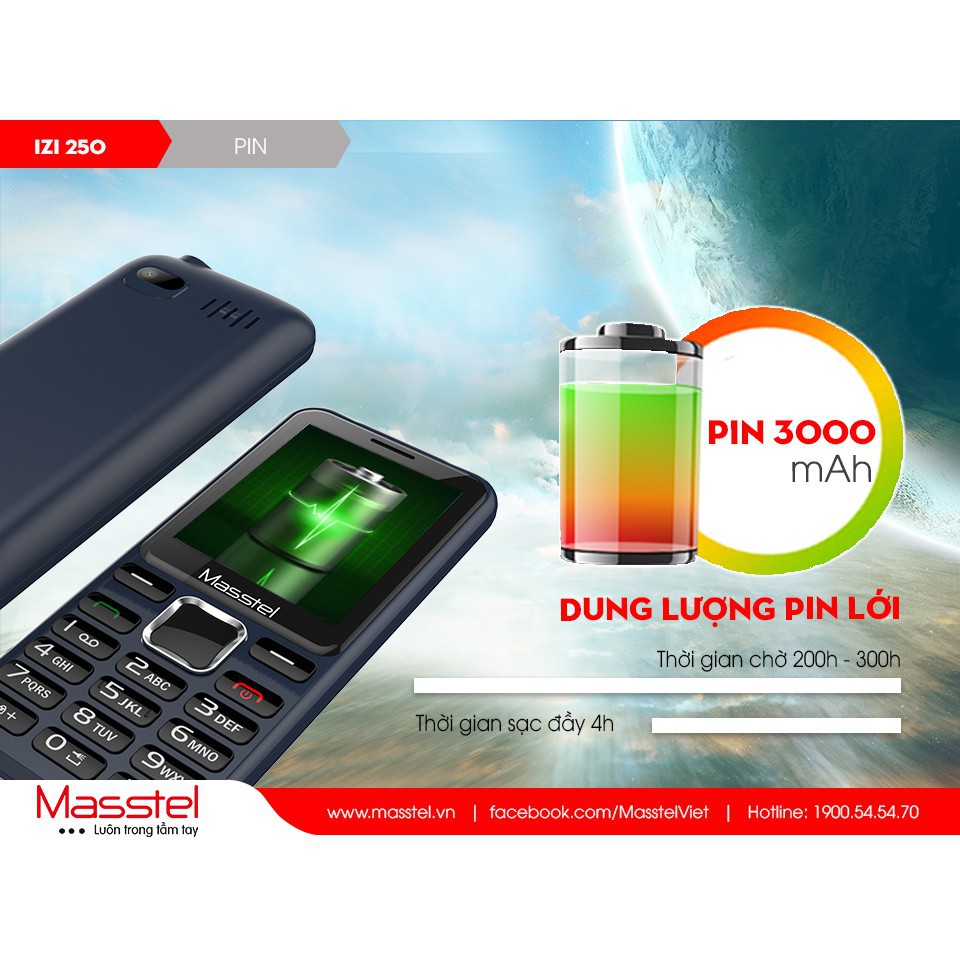 Điện Thoại masstel izi 250 Loa to - pin khủng 3000mAh