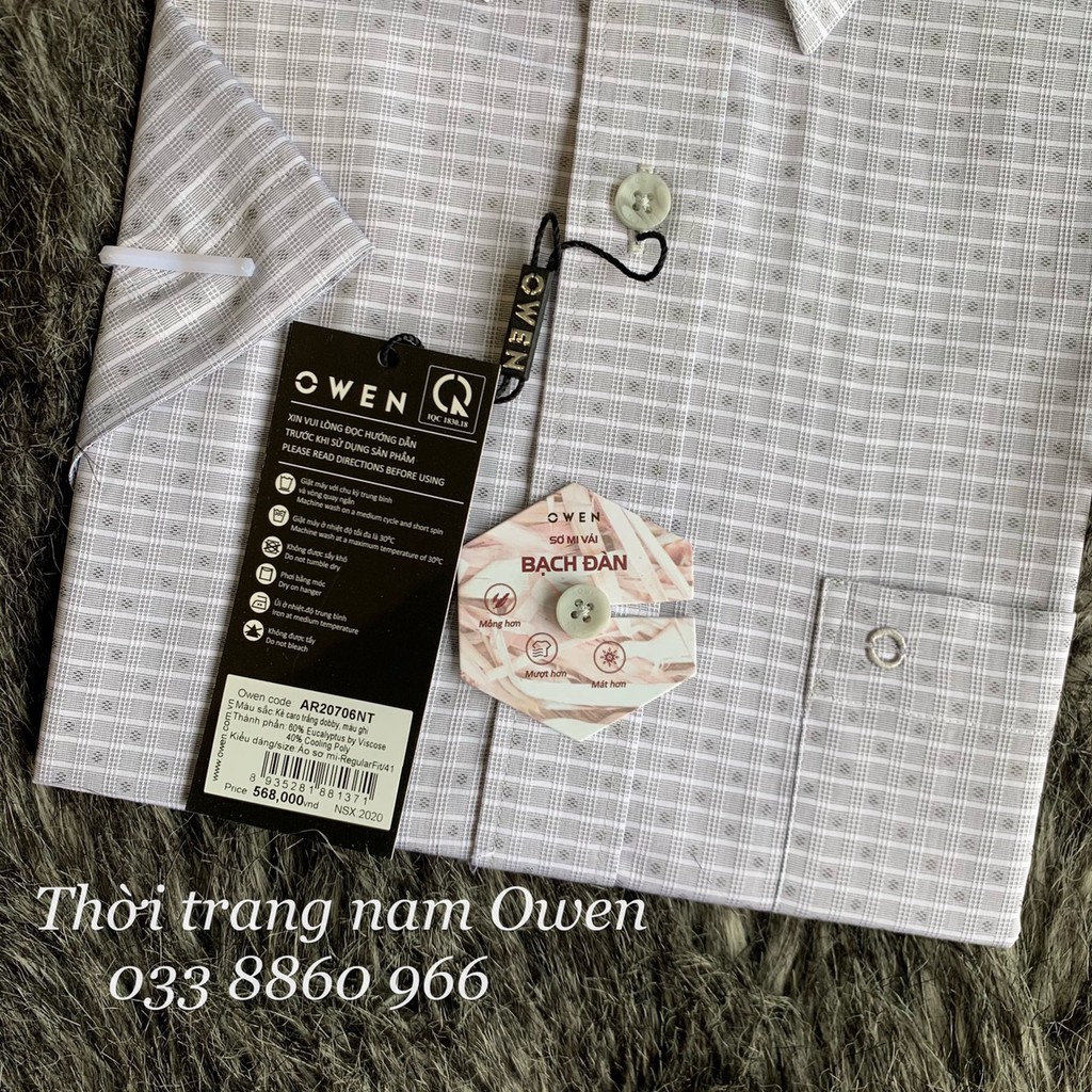 OWEN - Aó sơ mi ngắn tay Owen REGULAR FIT chất sợi Bạch đàn màu xám 20706