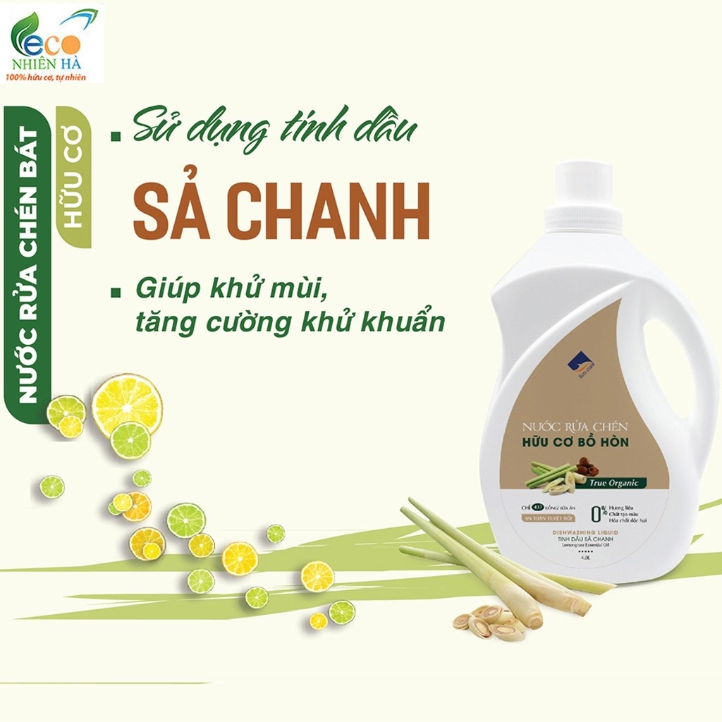 Nước rửa chén hữu cơ ECOCARE 4L tinh dầu cam, nước rửa bát cho bé, an toàn da tay