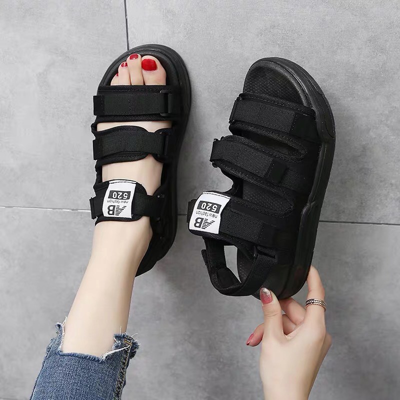 [Mã FASHIONT4WA2 giảm 10k đơn từ 50k] Sandal nữ quai ngang 3 quai gót rời đế cao su AB