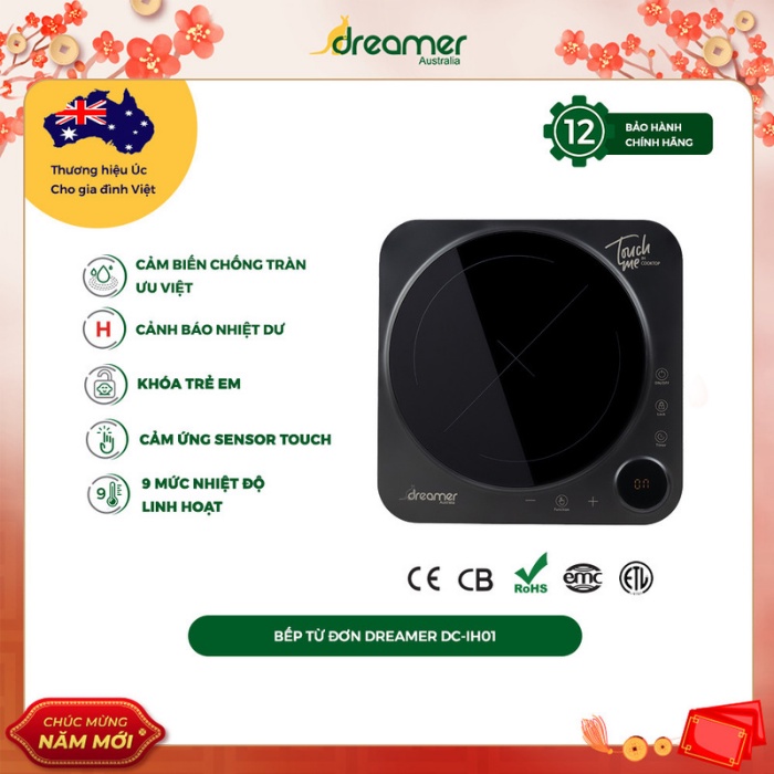 Bếp Từ Đơn Dreamer  DC-IH01 Điều Chỉnh Sensor Touch Thông Minh, Nhiệt Độ Chính Xác