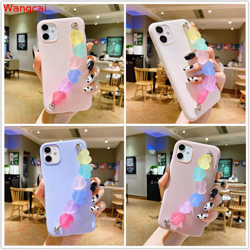 Samsung Galaxy Note 20 Ultra 10 10+ Plus 9 8 A10S F62 M62 Phone Case Love Loving Heart Candy Bracelet Cute Simple Soft TPU Casing Case Cover