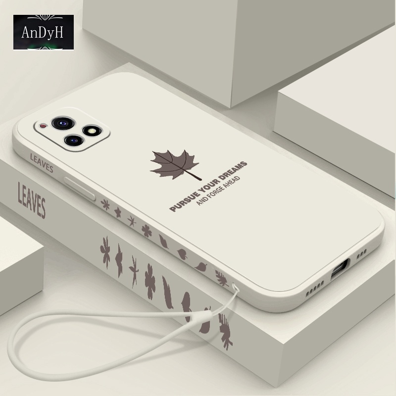 Andyh Ốp Điện Thoại Silicon Nhám Hình Lá Phong Đơn Giản Có Dây Đeo Cho Vivo Y12S 2021 Y20 2021 Y20S G Y20I Y30 Y30I Y50 Y52S