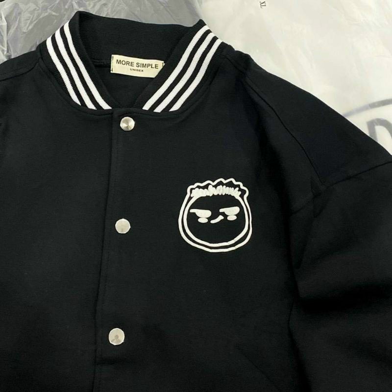 Áo Khoác Bomber Face Nỉ Đen Unisex Zinti AK11