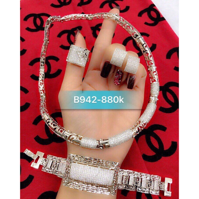 Bộ trang sức xi bạch kim cao cấp B942
