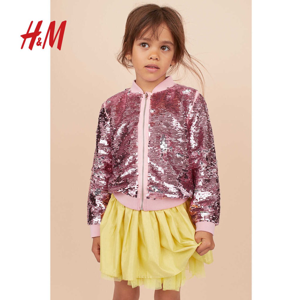 Cardigan sequin bé gái H&M hồng sz 3/4