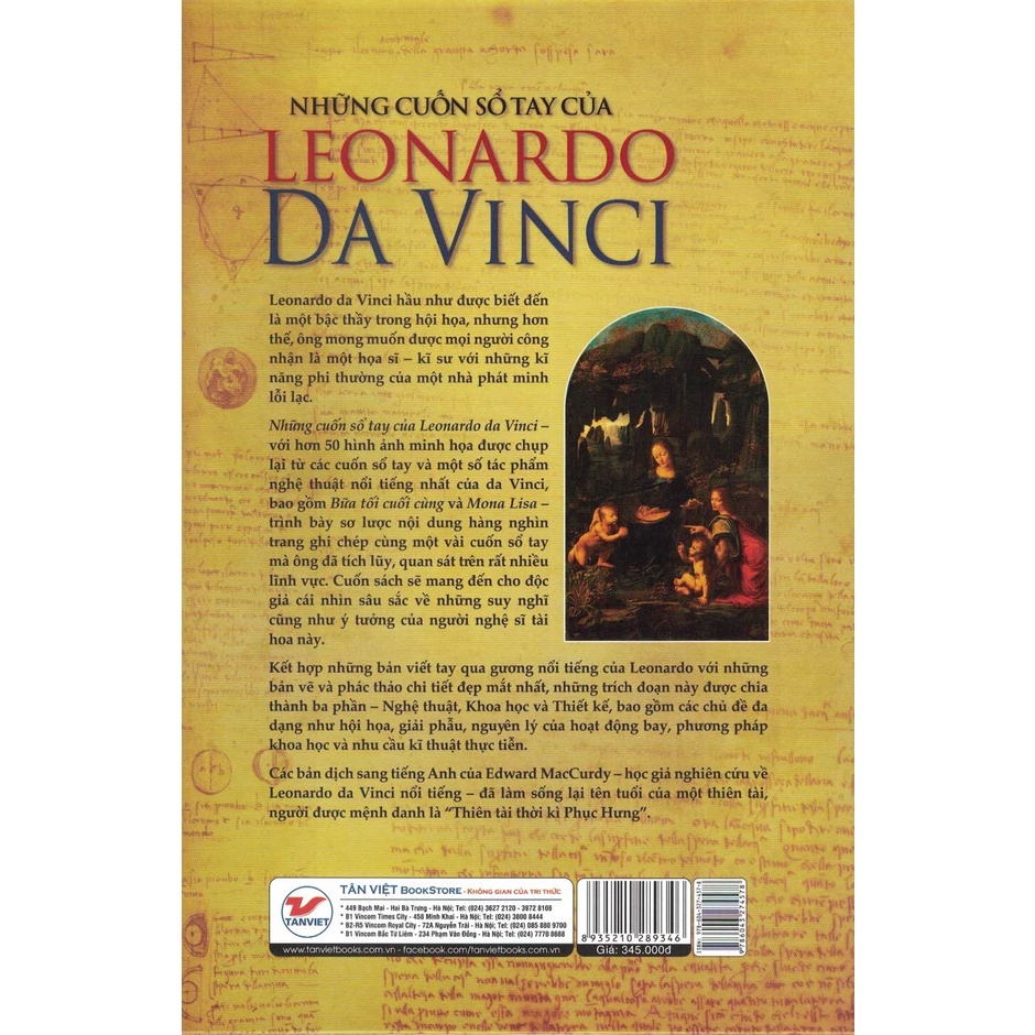 Sách - Những Cuốn Sổ Tay Của Leonardo Da Vinci - Các Trích Đoạn Được Chọn Lọc Từ Những Bài Viết Của Một Thiên Tài...