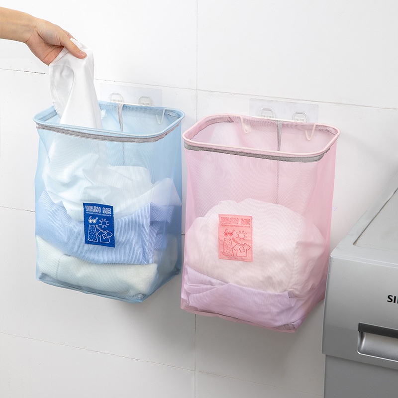 Giỏ đựng quần áo giặt treo tường gấp lại được nhỏ gọn tiện lợi