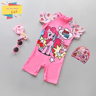 Bộ Đồ Bơi Hình Ngựa Hồng + Mũ Bơi Cho Bé Gái