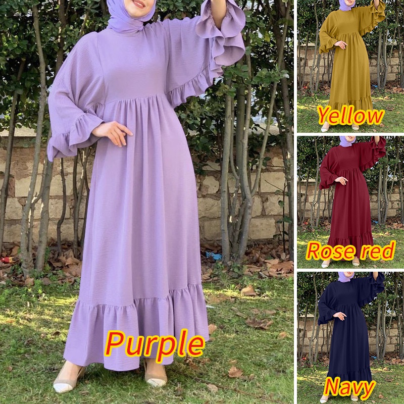 Đầm dài ZANZEA tay diềm xếp nếp búp bê dành cho phụ nữ Hồi giáo