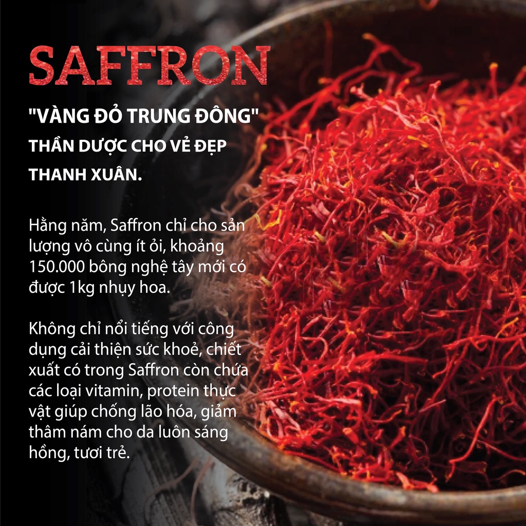Gel Dưỡng Ẩm Trắng Da Sợi Saffron Nguyên Chất Nhập Khẩu 100% Iran MILAGANICS 50gr (Hũ)