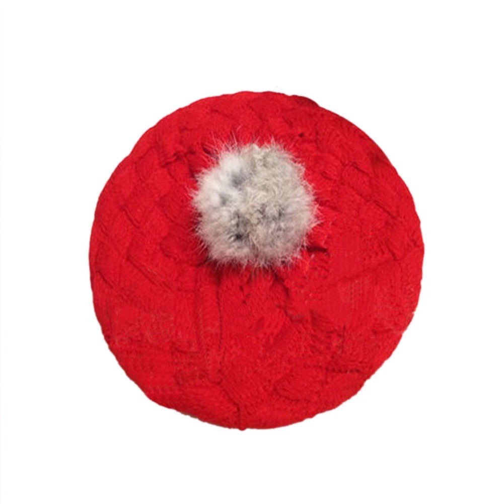 Mũ len đan trùm đầu có quả pom pim xinh xắn cho bé