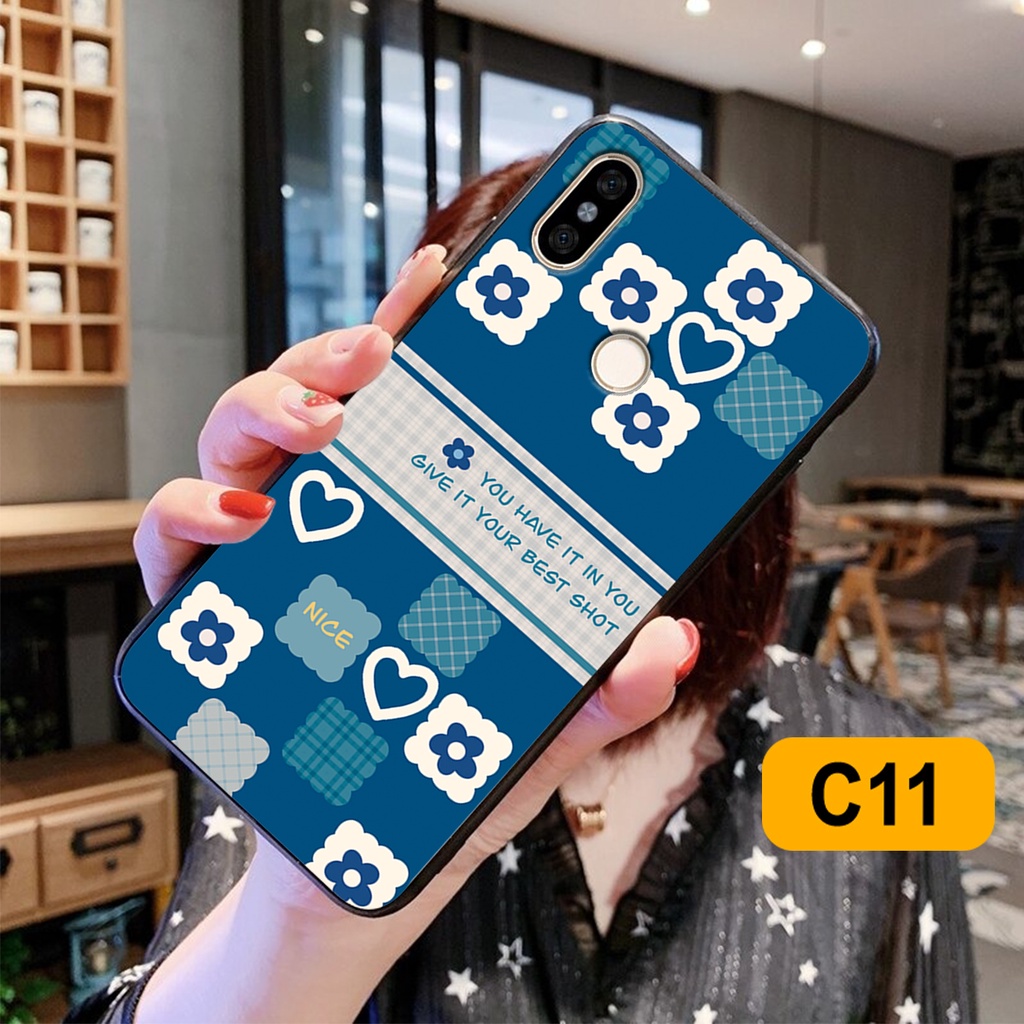 Ốp lưng Redmi Note 5 / Redmi Note 6 in hoạ tiết caro trái tim đen trắng, gấu bear cute đáng yêu