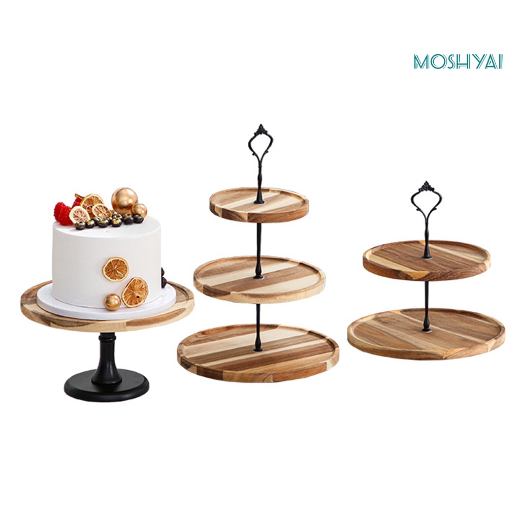 Giá Đỡ Bánh Kẹo Hai Tầng Bằng Gỗ Có Tay Cầm Tháo Rời Được Tiện Lợi Dành Cho Tiệc Trà