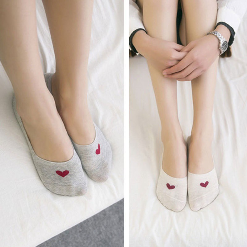 Vớ thuyền không trượt in hình trái tim