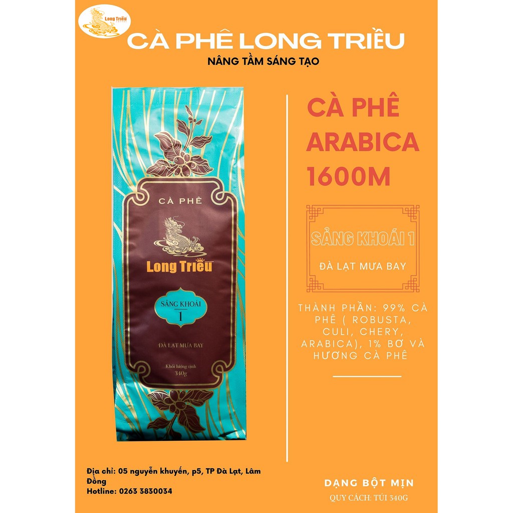 CÀ PHÊ BỘT LONG TRIỀU mã SẢNG KHOÁI 1 gói 340G