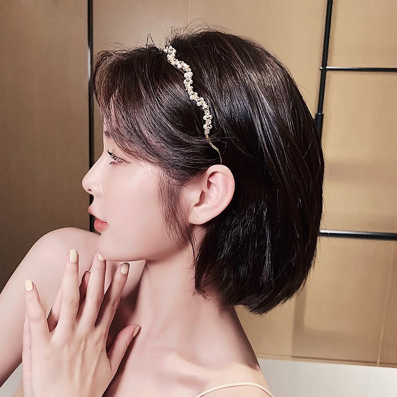 (0516) Bờm Tóc Đính Ngọc Đá Hàn Quốc Ziczac Tiểu Thư