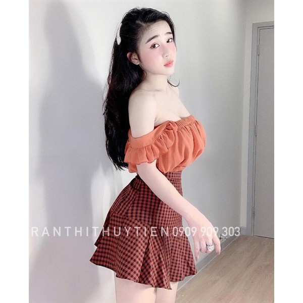 (Up New) SÉT ÁO TRỄ VAI CROP + CHÂN VÁY ĐUÔI CÁ - 0932