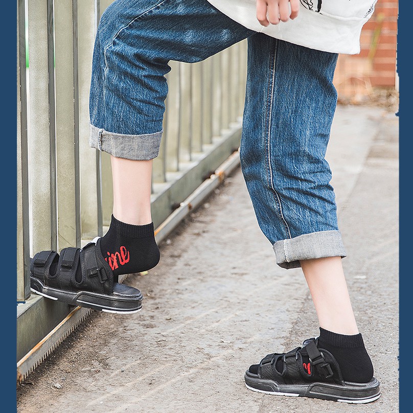 Tất Vớ Cotton Unisex Ngắn Dày Dặn In Chữ Nhiều Màu