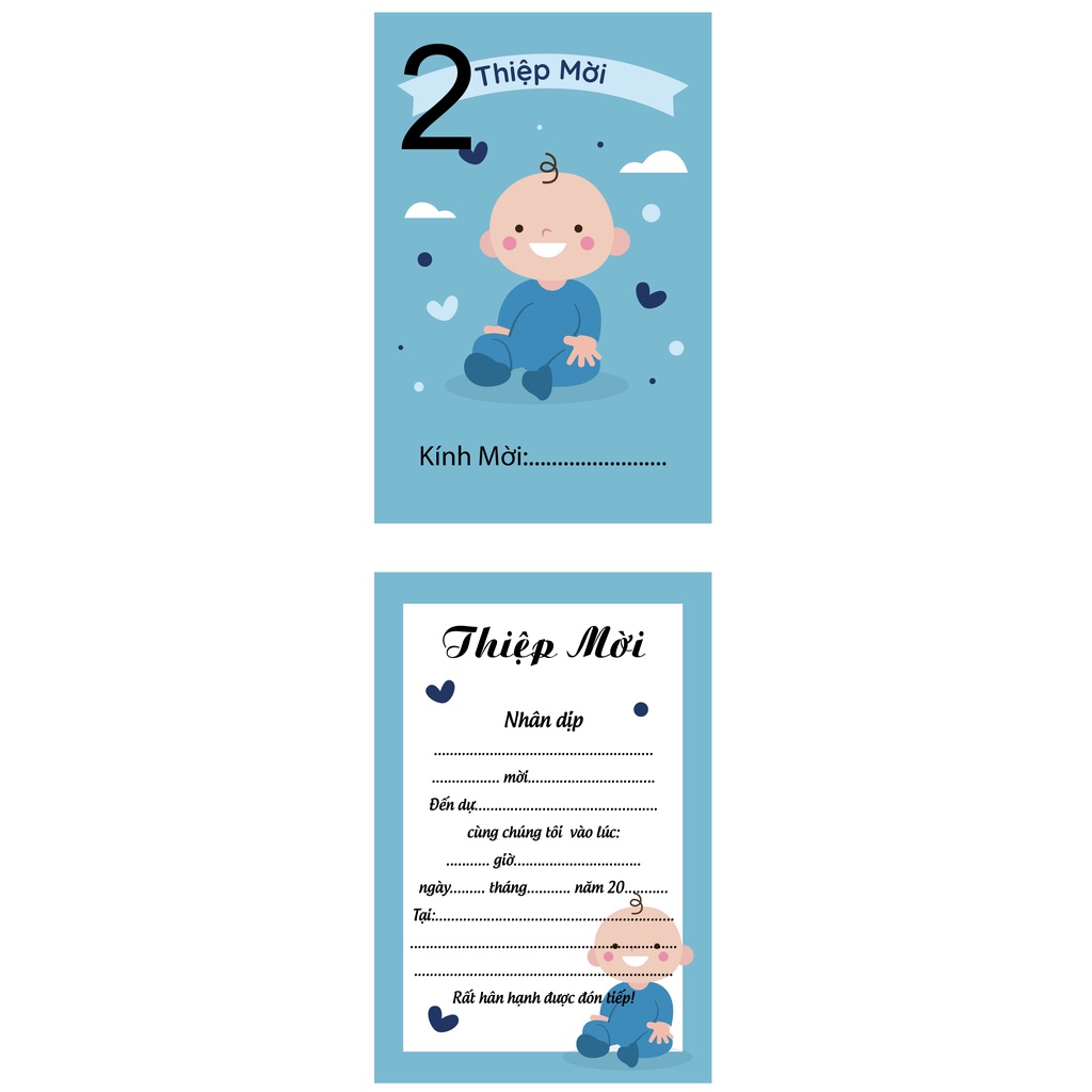 IN theo yêu cầu Thiệp Sinh Nhật - Thiệp Thôi Nôi - Thiệp Đầy Tháng Cho Bé