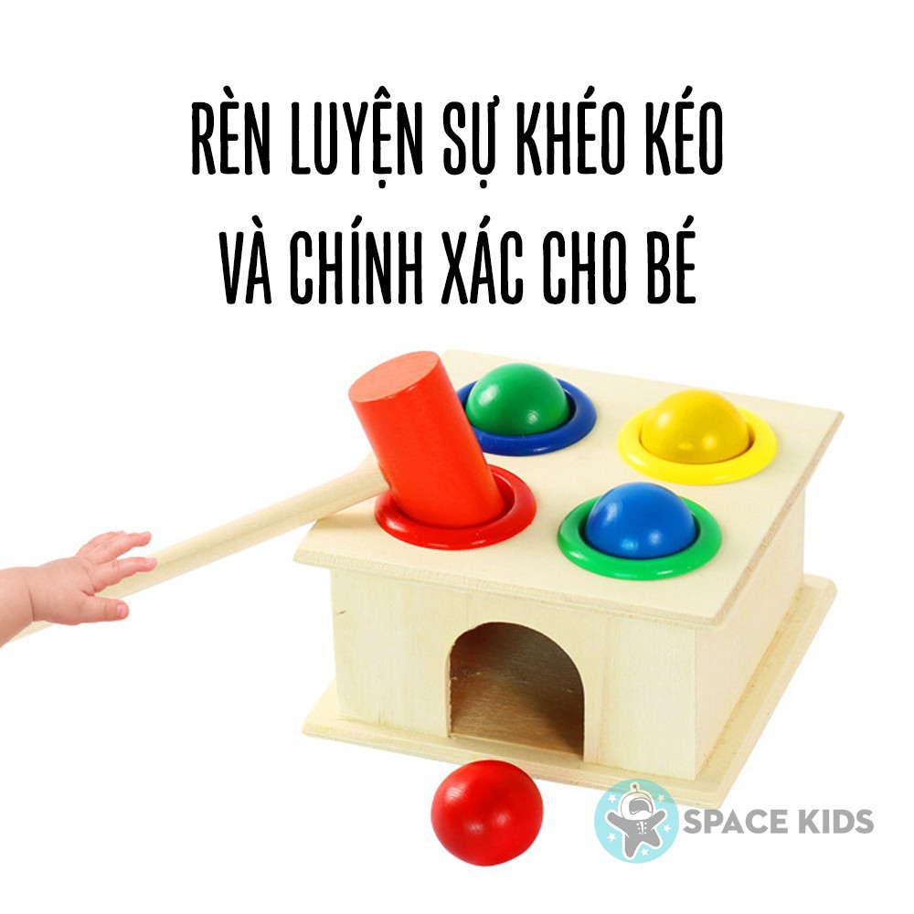 Đồ chơi gỗ thông minh Đập bóng gỗ kèm búa cho bé rèn luyện kỹ năng, phát triển tư duy Space Kids