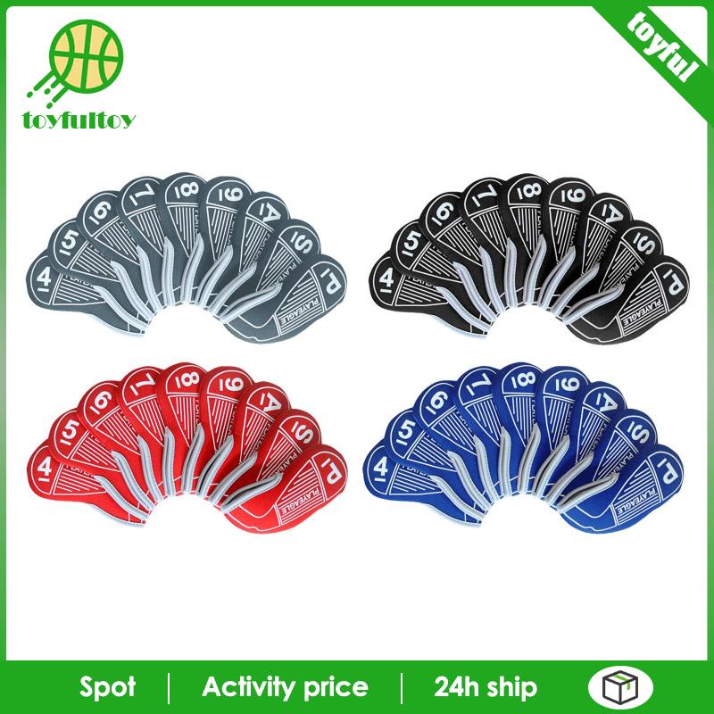 Set 9 Vỏ Bọc Bảo Vệ Đầu Gậy Đánh Golf Bằng Cao Su Tổng Hợp Màu Đỏ