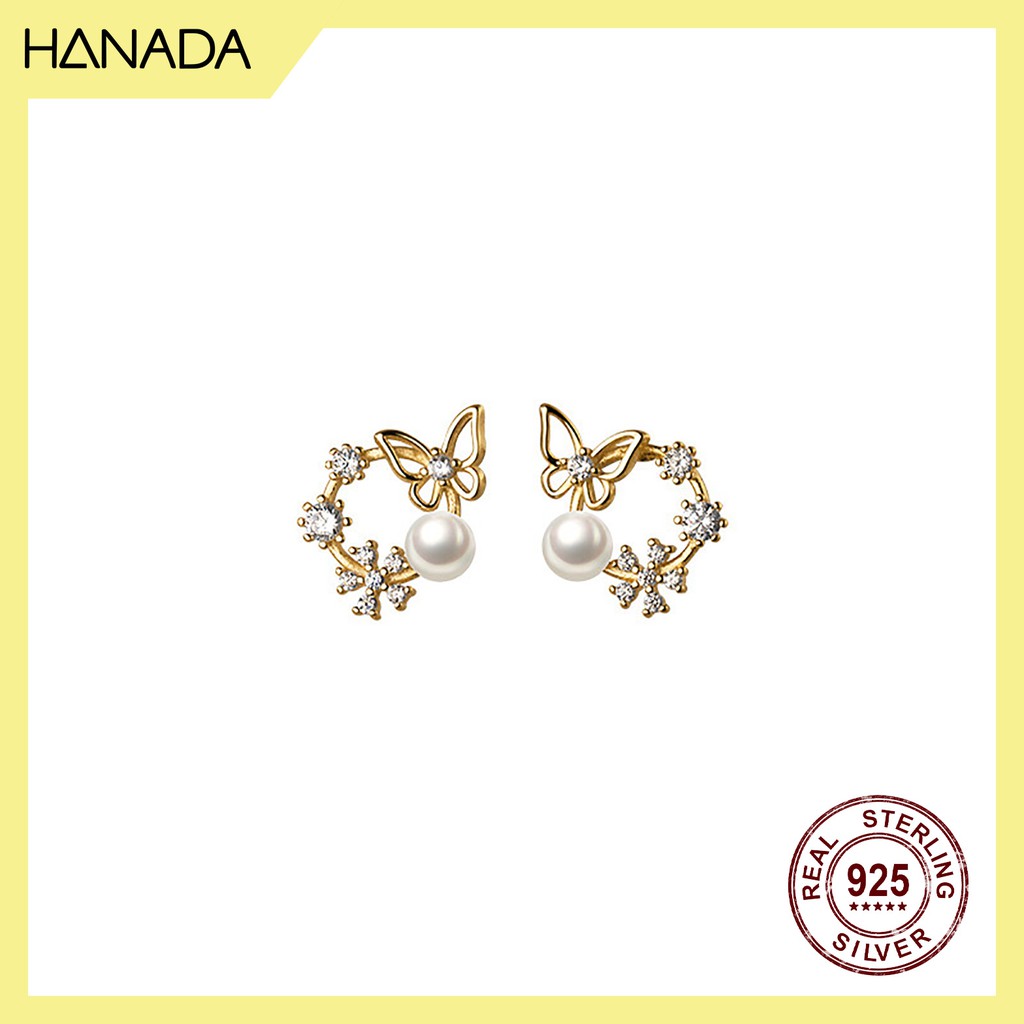 Bông Tai Bạc 925 Hanada Vòng Nguyệt Quế 0700 A20