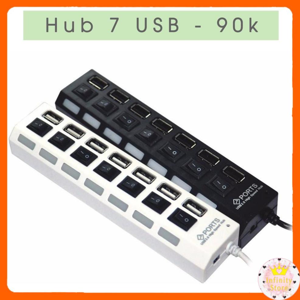 BỘ CHIA 4 VÀ 7 CỔNG USB HUB 2.0 CÓ CÔNG TẮC INFINY DECOR